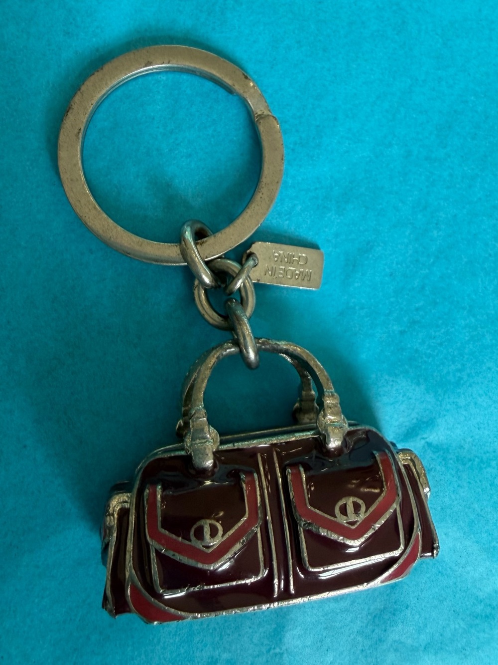 Coach pink and silver Bag Keychain